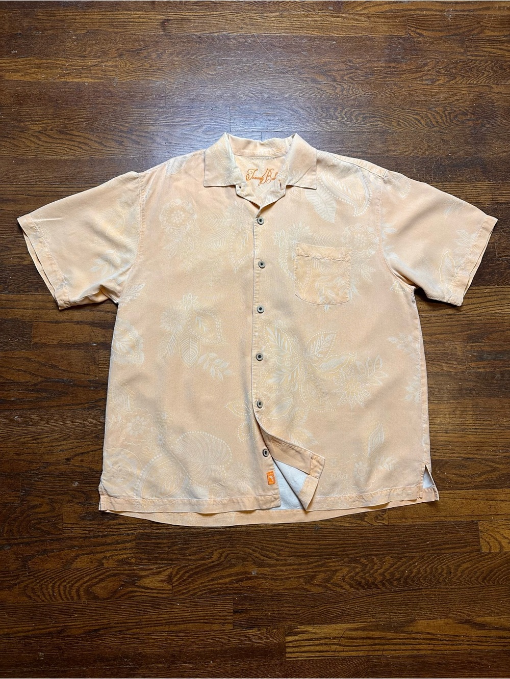 Tommy Bahama Peach Short-Sleeve Floral Camp Shirt
